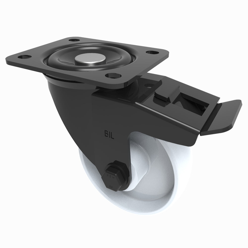 Nylon Plate Swivel Castor Brake 100mm 270kg Load