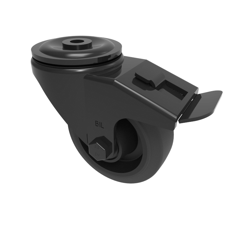 Black Elastic Rubber 65ShoreA Bolthole Brake 100mm 200kg Load