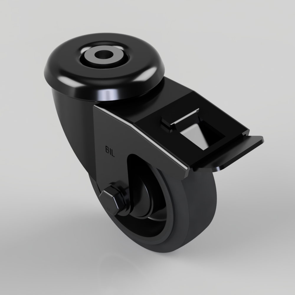 Black Elastic Rubber 65ShoreA Bolthole Brake 100mm 200kg Load