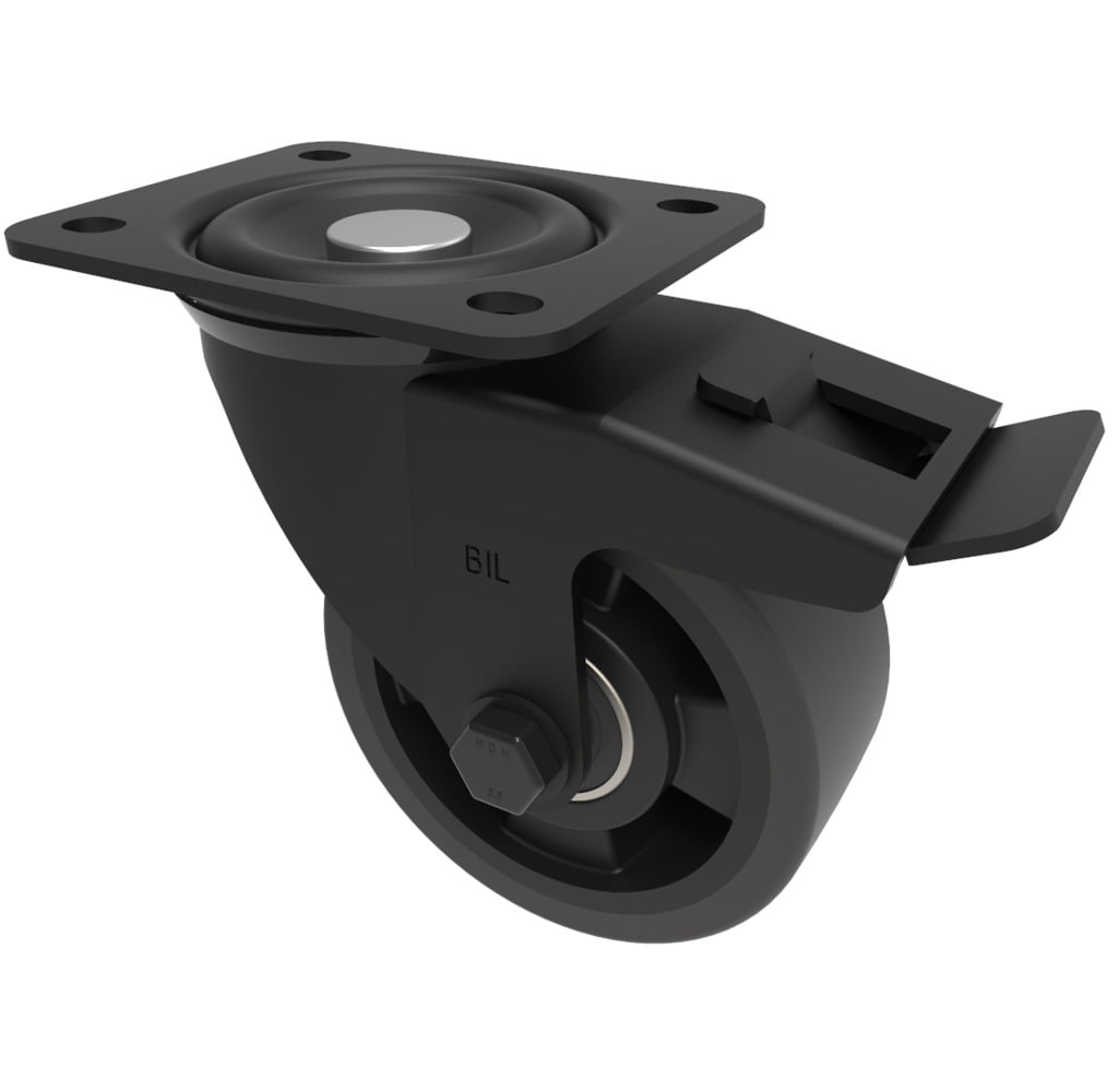 Polyurethane Nylon Plate Swivel Castor Brake 100mm 300kg Load