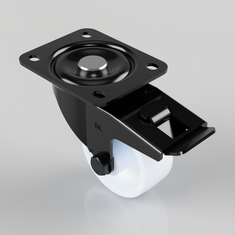 Nylon Plate Swivel Castor Brake 80mm 250kg Load