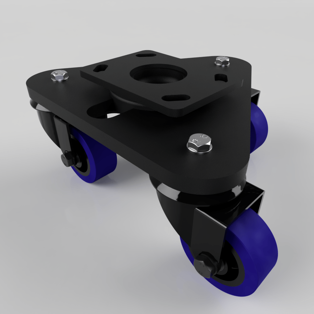 Scenery Skate Blue Elastic Rubber 65ShoreA Plate Swivel Castor 80mm 330kg Load
