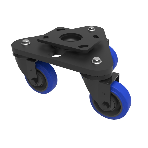 Skate Blue Elastic Rubber 65ShoreA Plate Swivel Castor 80mm 330kg Load