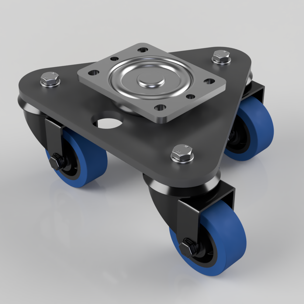 Scenery Skate Blue Elastic Rubber 65 Shore A Plate Swivel Castor 80mm 330kg Load