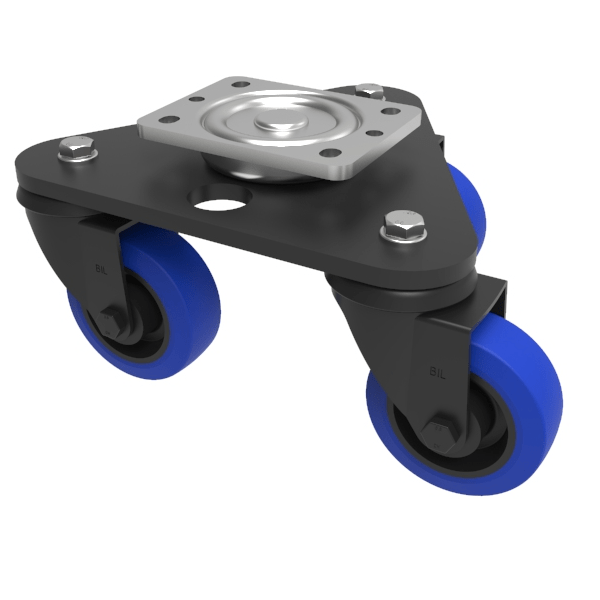 Scenery Skate Blue Elastic Rubber 65ShoreA Plate Swivel Castor 100mm 450kg Load