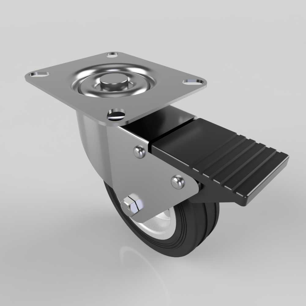 Black Rubber Steel Plate Brake 100mm 70kg Load