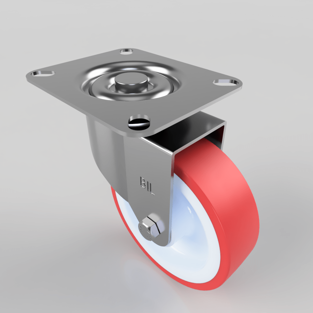 Polyurethane Plate Swivel Castor 100mm 125kg Load