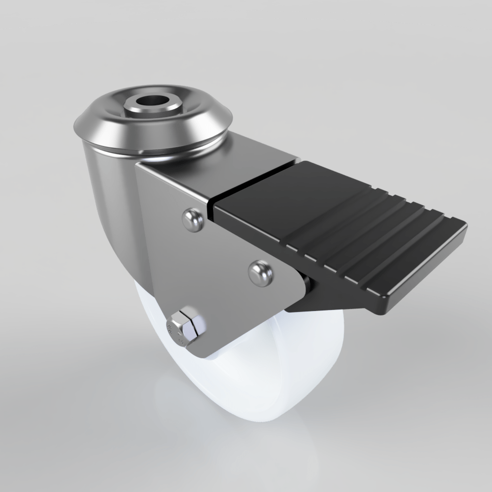 Polypropylene Bolt Hole Swivel Castor Brake 100mm 125kg Load