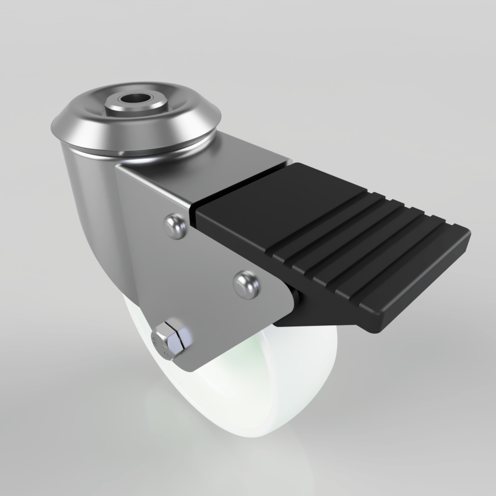 Polypropylene Bolt Hole Swivel Castor Brake 100mm 125kg Load