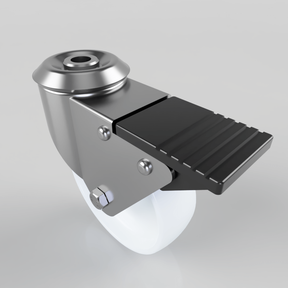 Polypropylene Bolt Hole Swivel Castor Brake 100mm 125kg Load