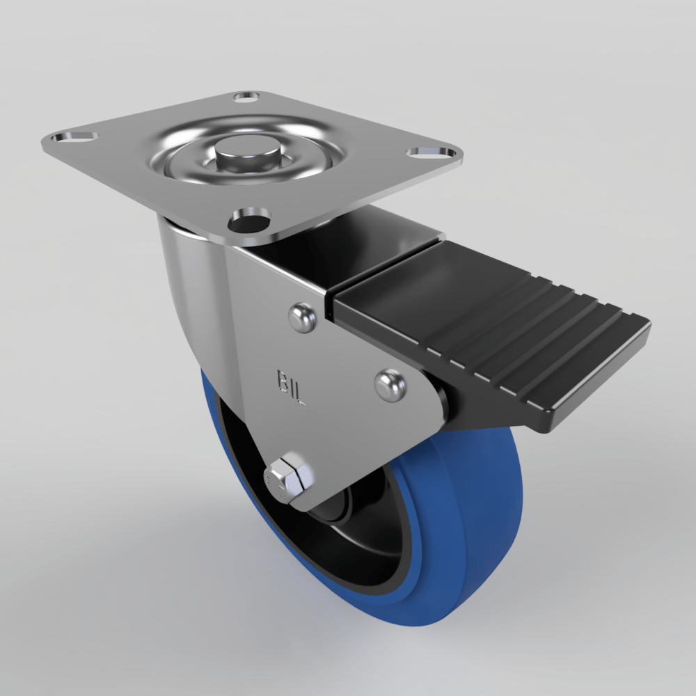 Blue Elastic Rubber 65ShoreA Plate Brake 125mm 125kg Load