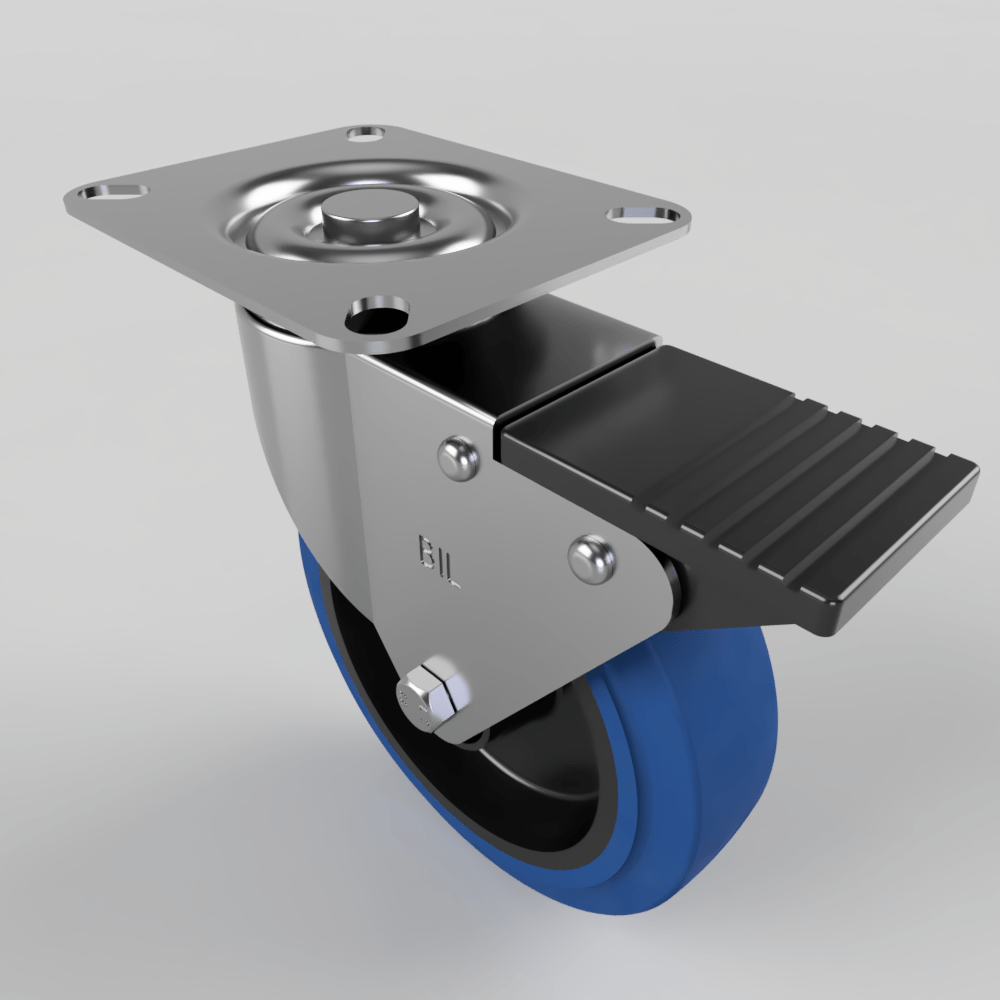 Blue Elastic Rubber 65ShoreA Plate Brake 125mm 125kg Load