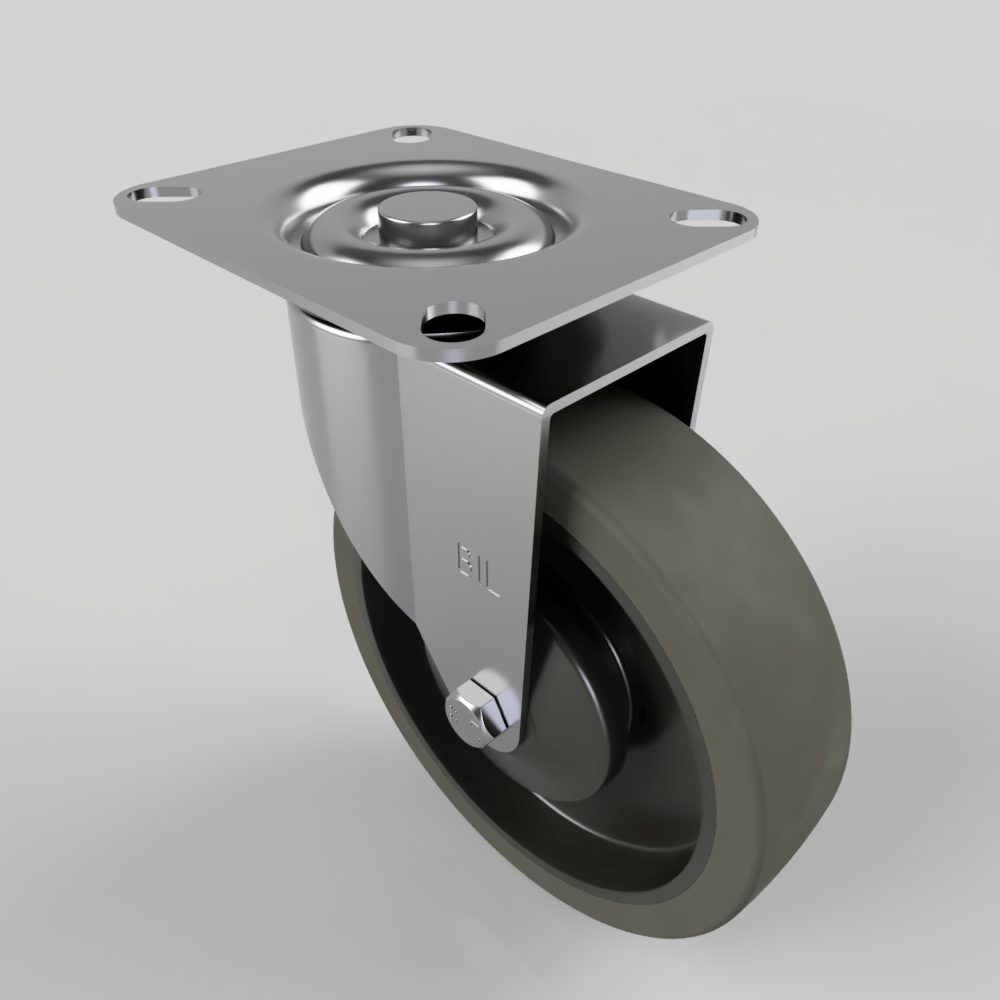 Soft Grey Rubber Plate Swivel Castor 125mm 120kg Load