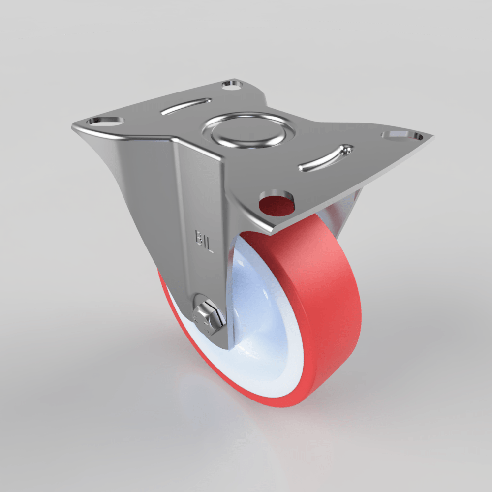 Polyurethane Plate Fixed Castor 100mm 125kg Load