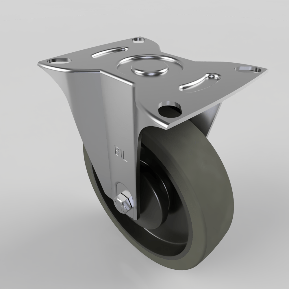 Soft Grey Rubber Plate Fixed Castor 125mm 120kg Load