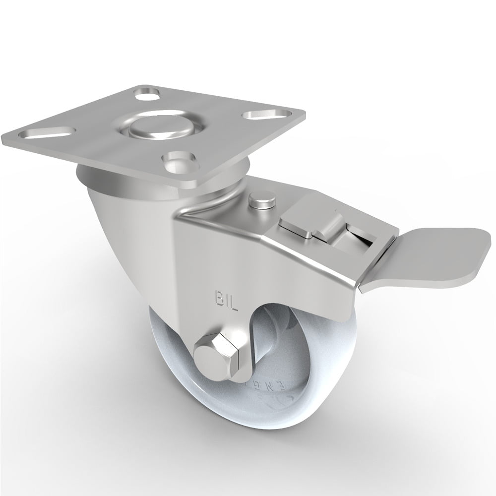 Nylon Plate Swivel Castor Brake 50mm 50kg Load