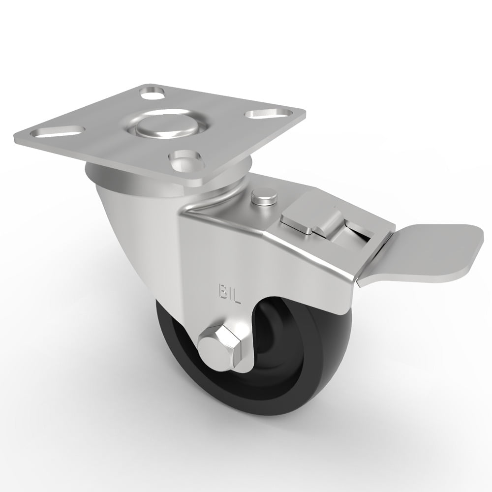 Polypropylene Plate Swivel Castor Brake 50mm 40kg Load