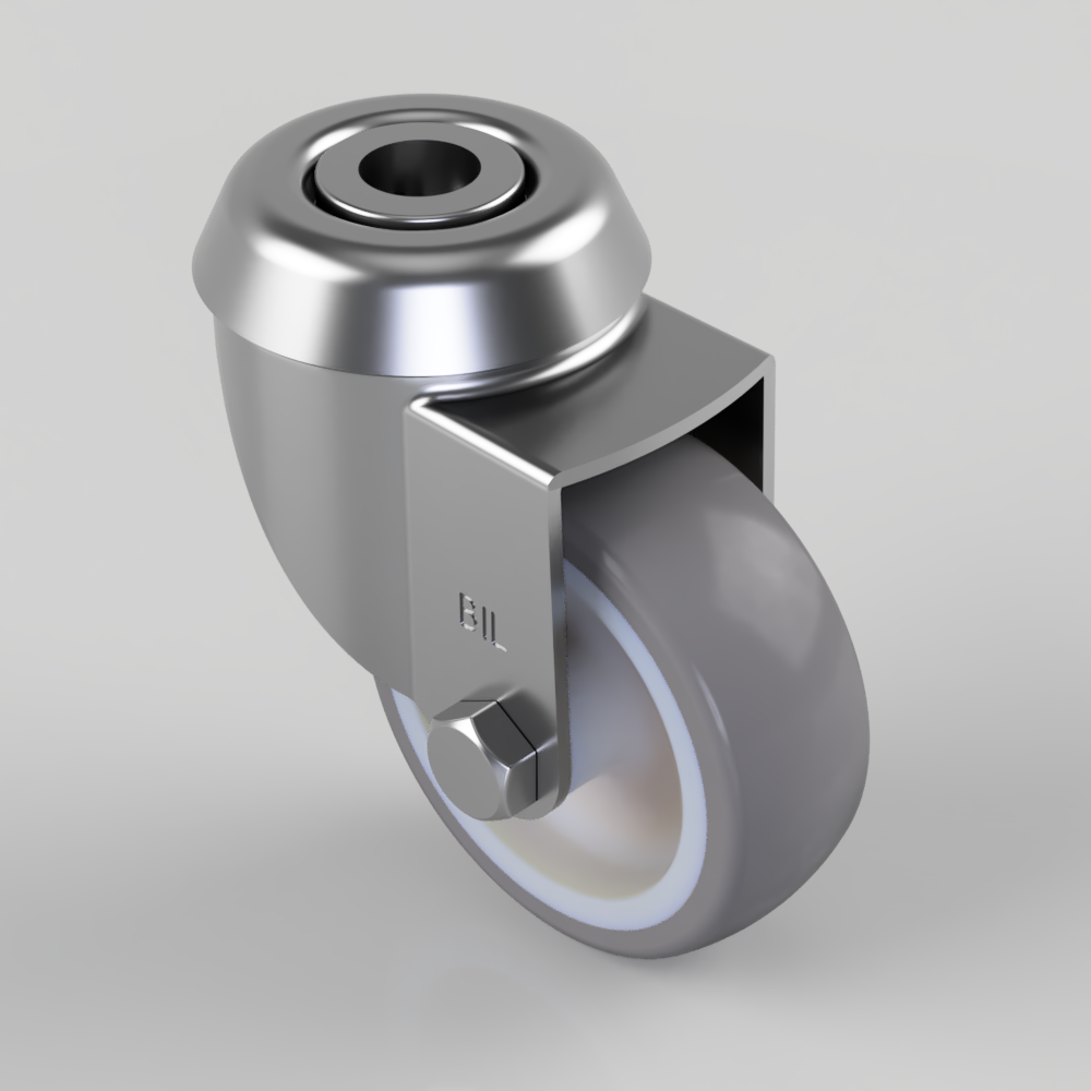 Grey Rubber Bolt Hole Swivel Castor 50mm 40kg Load