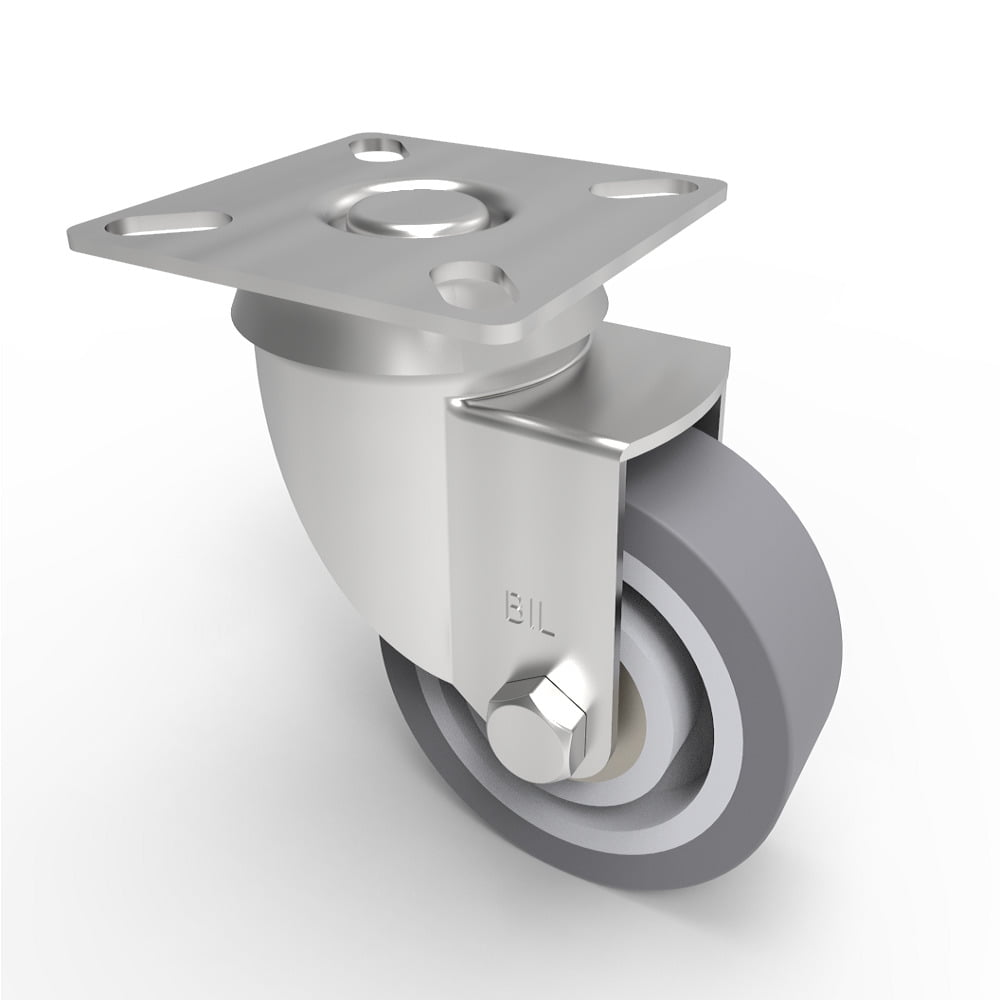 Grey Rubber Plate Swivel Castor 50mm 40kg Load