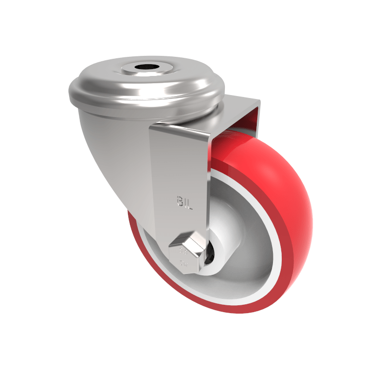 Polyurethane Nylon Bolt Hole Swivel Castor 100mm 250kg Load