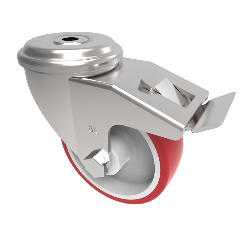 Polyurethane Nylon Bolt Hole Swivel Castor Brake 100mm 250kg Load