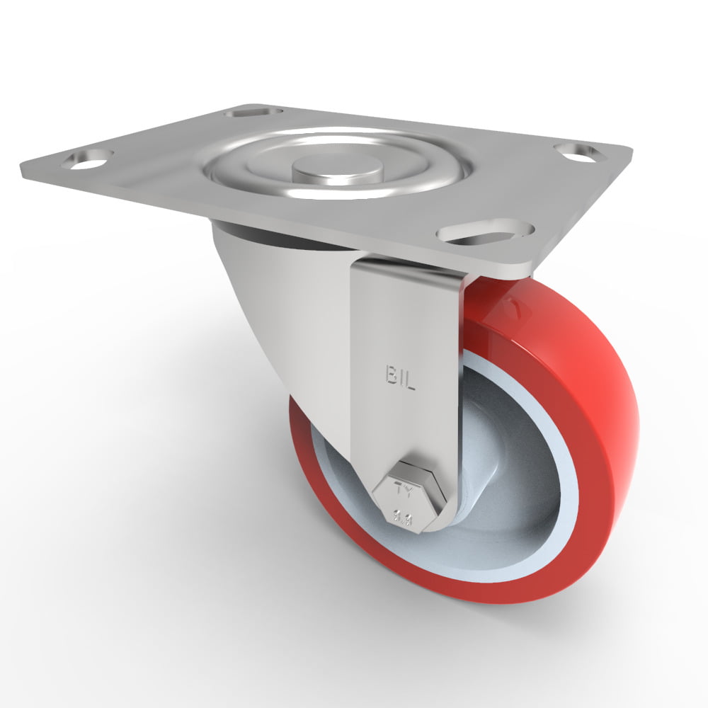 Polyurethane Nylon Plate Swivel Castor 100mm 250kg Load