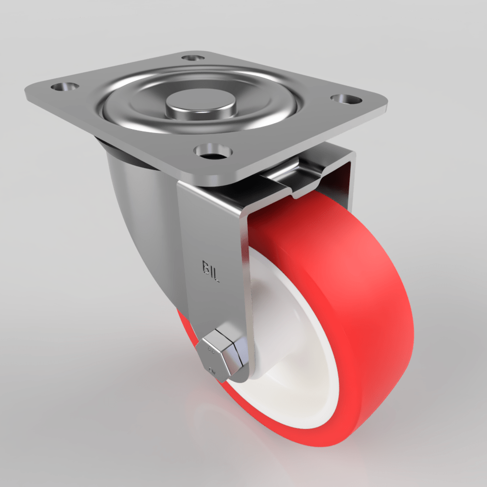 Polyurethane Nylon Plate Swivel Castor 100mm 250kg Load