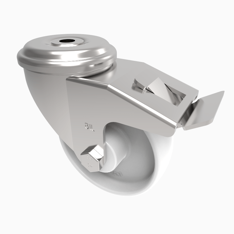 Nylon Bolt Hole Swivel Castor Brake 100mm 270kg Load