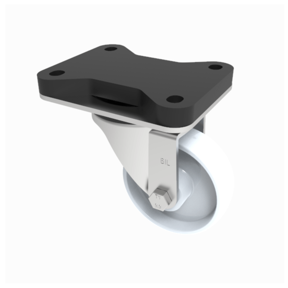 White Nylon Swivel Plate Castor 100mm 250kg