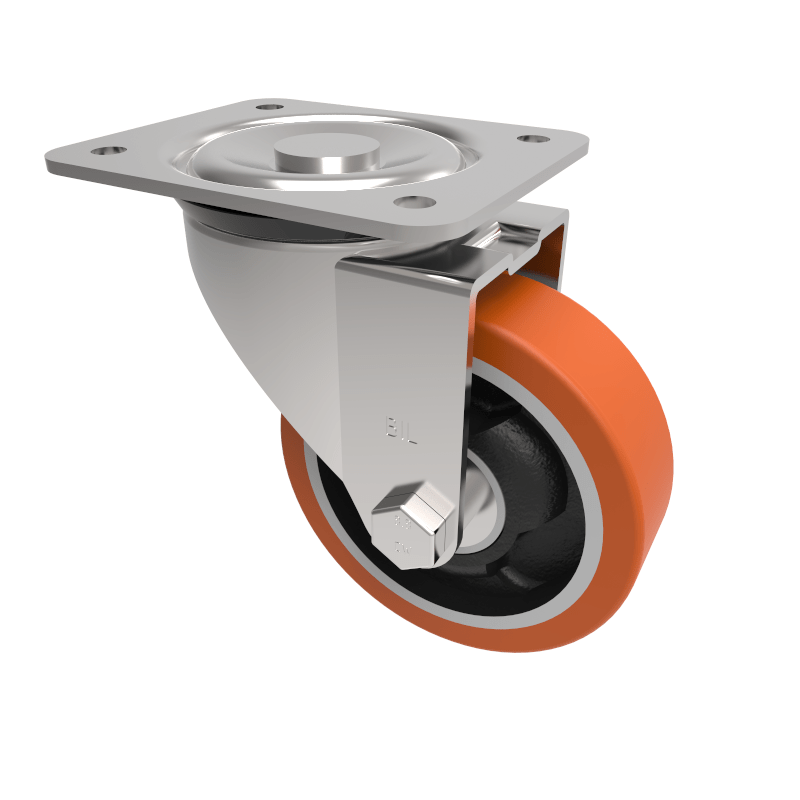 Polyurethane Cast Iron Plate Swivel Castor 100mm 250kg Load