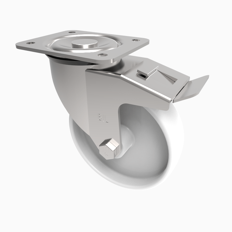 Nylon Plate Swivel Castor Brake 125mm 300kg Load
