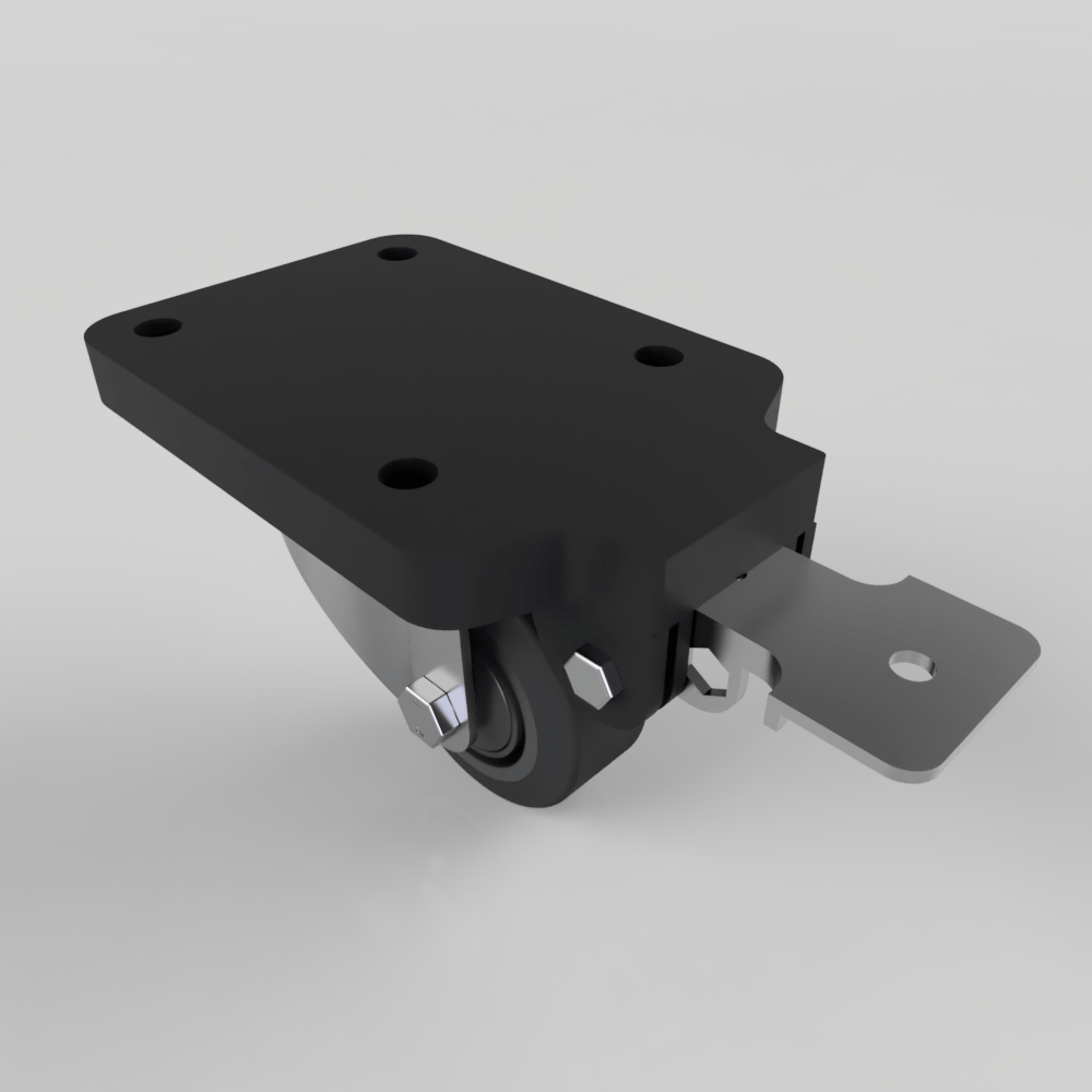 Soft Black Rubber Swivel Brake Plate Castor 80mm 150kg