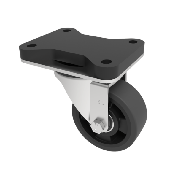 Black Polyurethane Swivel Plate Castor 100mm 300kg