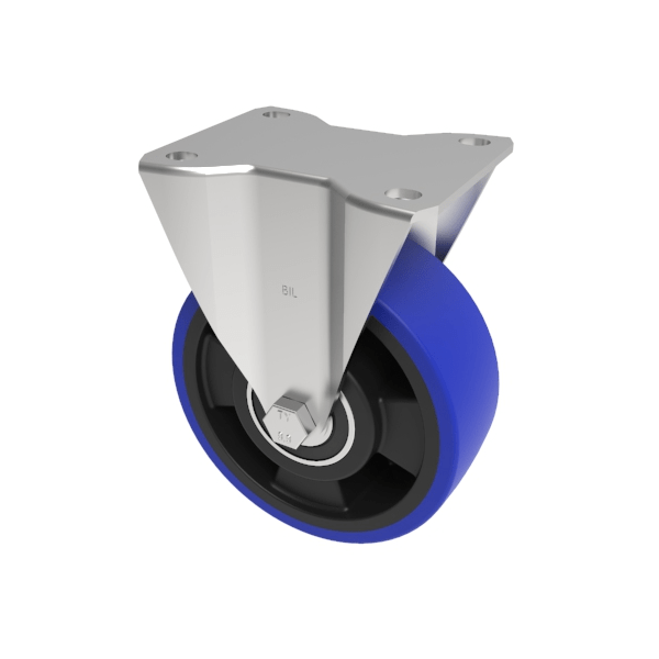 Polyurethane Nylon Plate Fixed Castor 125mm 400kg Load