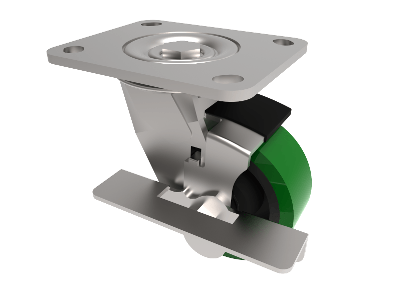 Polyurethane on Cast Iron Plate Swivel Castor Brake 100mm 300kg Load