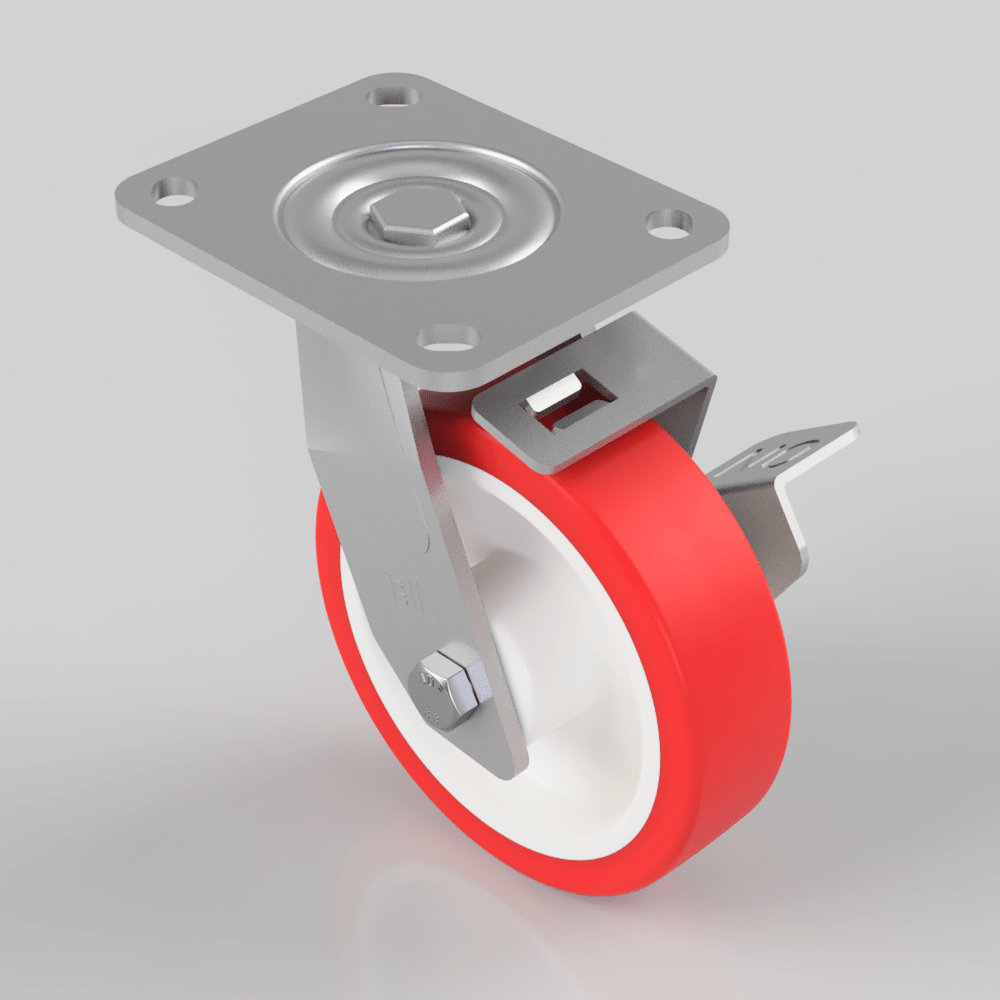 Polyurethane Swivel Plate Brake 150mm 350kg