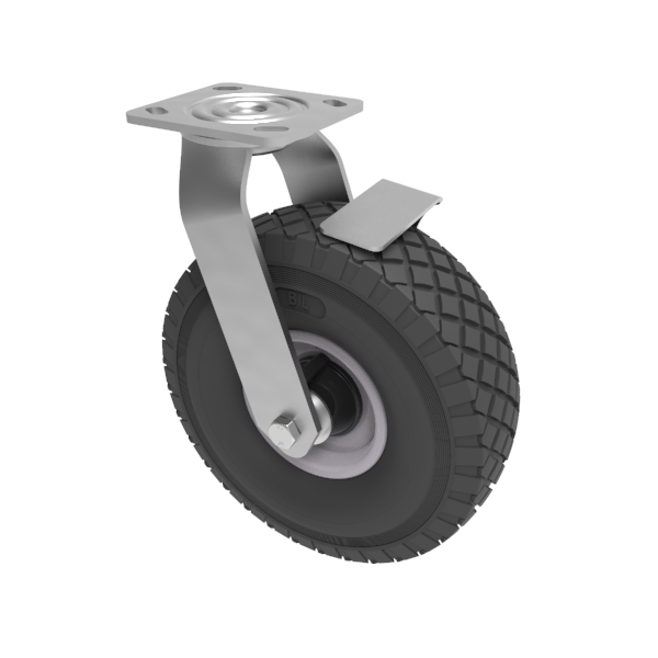 Puncture Proof Polyurethane Plate Swivel Castor Brake 260mm 100kg Load