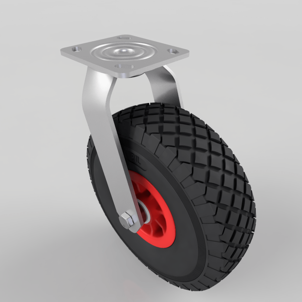 Puncture Proof Polyurethane Plate Swivel Castor 260mm 100kg Load