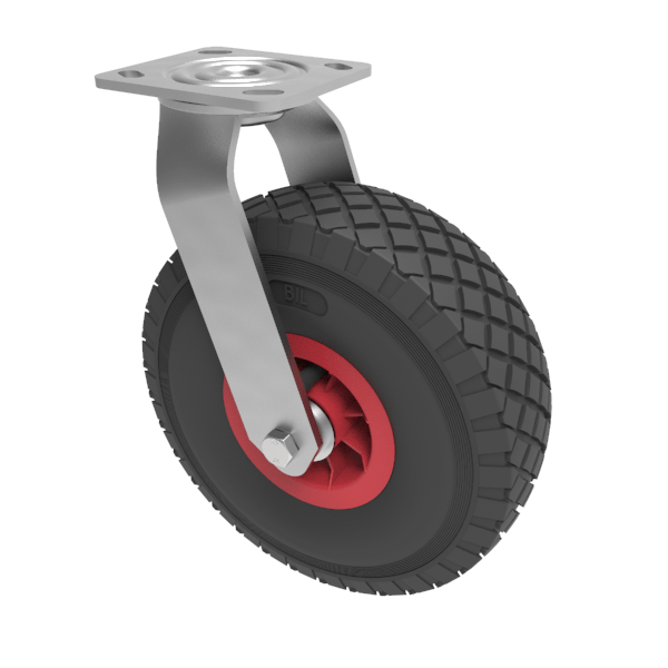 Puncture Proof Polyurethane Plate Swivel Castor 260mm 150kg Load