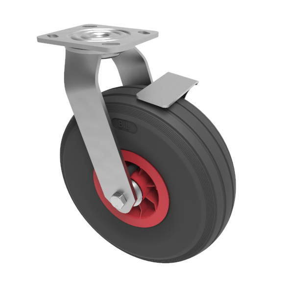 Puncture Proof Polyurethane Plate Swivel Castor Brake 260mm 150kg Load