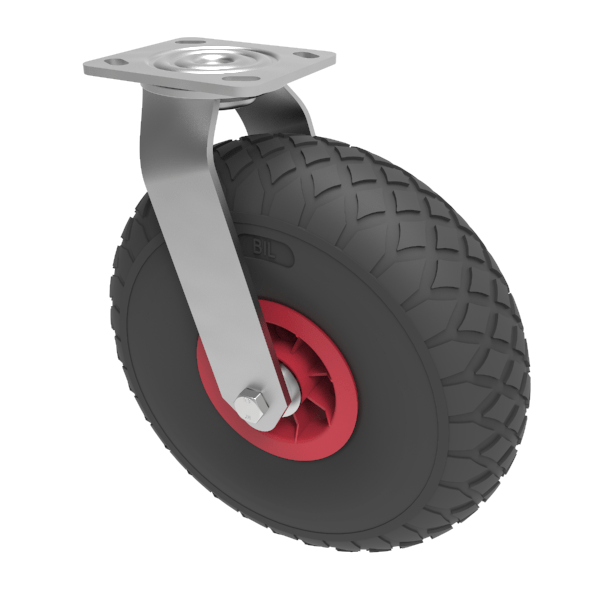 Puncture Proof Polyurethane Plate Swivel Castor 300mm 150kg Load