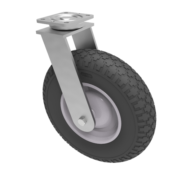 Puncture Proof Polyurethane Plate Swivel Castor 400mm 200kg Load