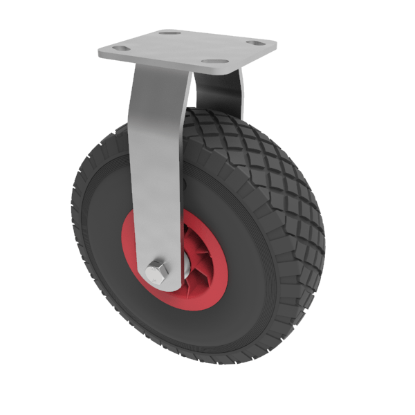 Puncture Proof Polyurethane Plate Fixed Castor 260mm 150kg Load
