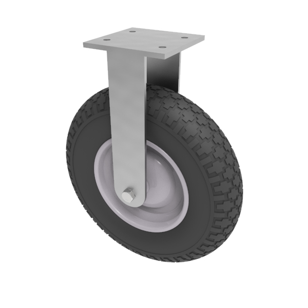 Puncture Proof Polyurethane Plate Fixed Castor 400mm 200kg Load