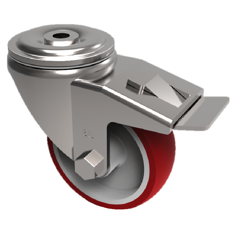 Polyurethane Nylon Bolt Hole Swivel Castor Brake 125mm 250kg Load