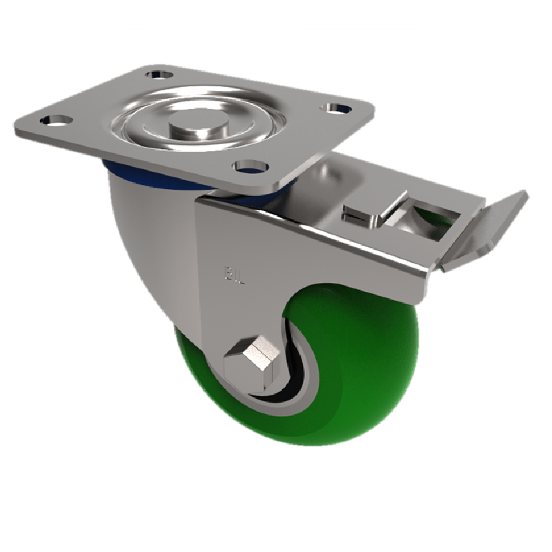 Soft Ergonomic Polyurethane Plate Swivel Castor Brake 200mm 500kg Load