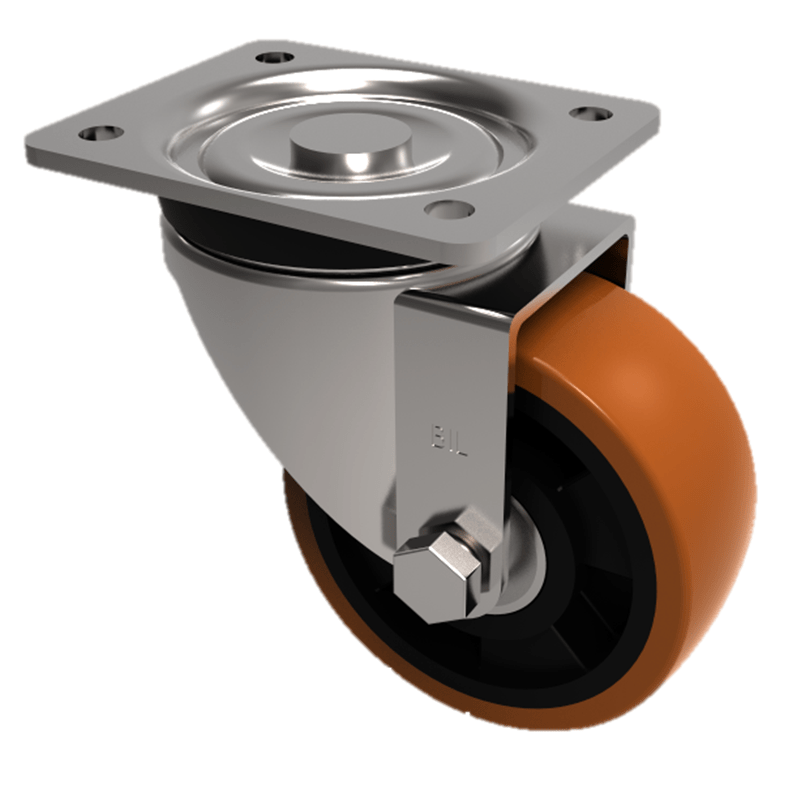 Polyurethane Aluminium Plate Swivel Castor 150mm 400kg Load