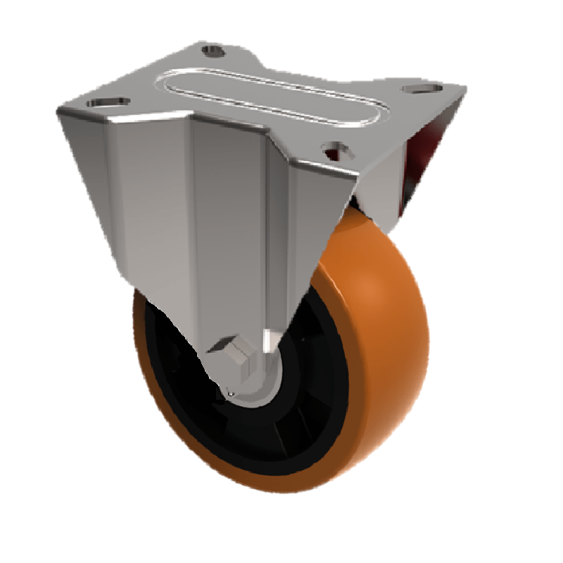 Polyurethane Aluminium Plate Fixed Castor 160mm 350kg Load