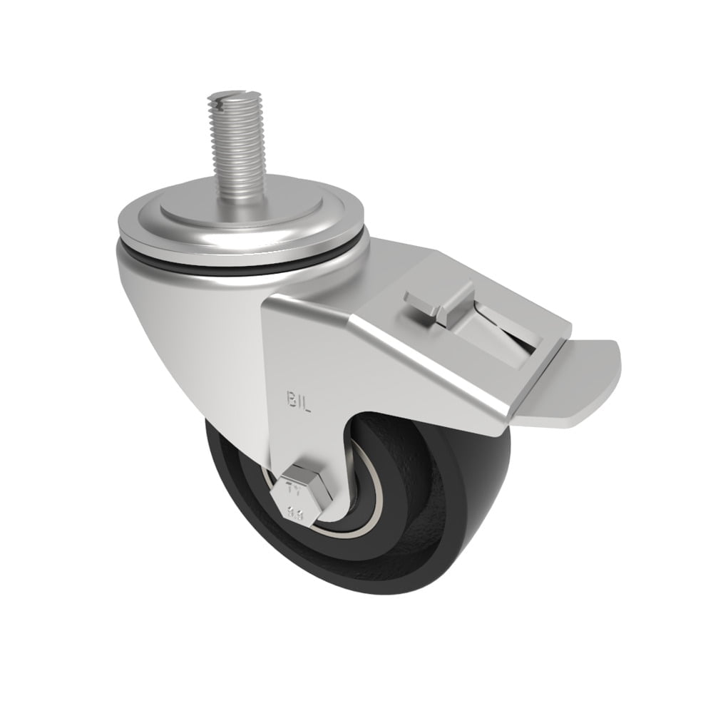 Cast Iron Stem Swivel Castor Brake 100mm 250kg Load