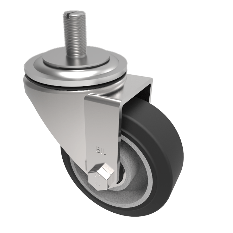 Elastic Rubber on Aluminium 65Shore A Stem Swivel Castor 80mm 150kg Load